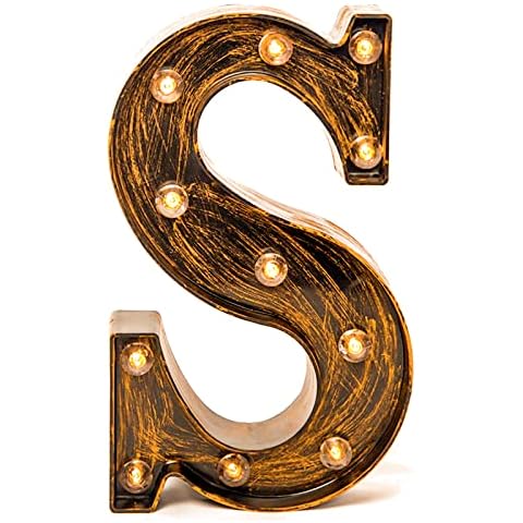 Glintee LED Marquee Letter Lights Vintage Style Light Up 26 Alphabet Letter Signs for Wedding Birthday Party Christmas Home Bar Cafe Initials Decor （S） Cover