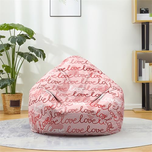 Odot Puff Salon Sin Rellenos,Serie del día de San Valentín Puff Gamer para Exteriores Interiores,Puff Perapara Decoracion Habitacion Juvenil Adulto,Sala de Estar Bean Bag (Amor 1,XL(100x120cm))