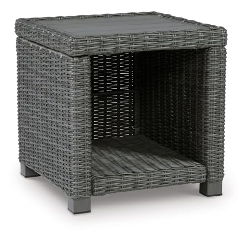Signature Design by Ashley Elite Park Outdoor Wicker Patio End Table, Gray - image 1