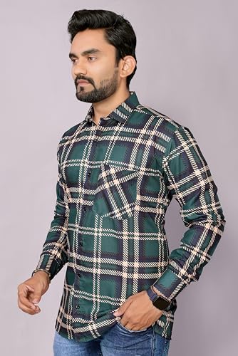 Image of GURIK Men's Cotton Box Checkered Slim Fit Casual Shirt with Chest Pocket, Full Sleeve Shirt for Formal & Casual Wear