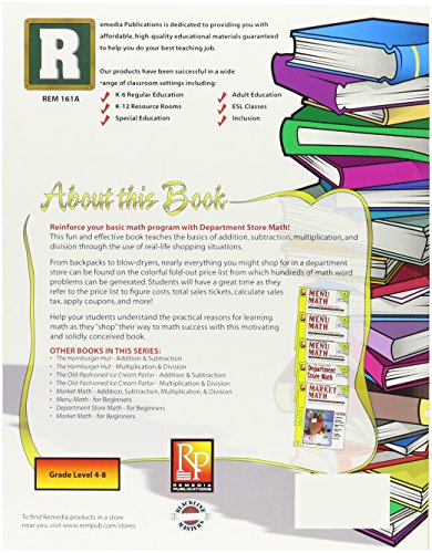 Remedia Publications REM161A Department Store Math, Game Book, 8.2" Wide, 11" Length, 0.2" Height (6 per Package) image 4