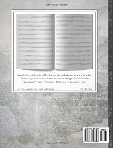 Notenheft: DIN A4 • 48 Seiten, 24 Blatt, 12 Systeme, „Violine“ • Original #GoodMemos Schulheft • Mit Inhaltsverzeichnis und Seitenzahlen, Noten-Lineatur 14