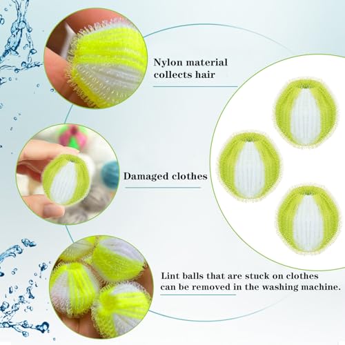 Waschmaschine Anti Fussel Bälle, 12 Stücke Haarfänger für Wäschetrockner, Wiederverwendbare Flusenkugeln, Waschmaschine Haarfänger, Fusselfänger, für Entfernt Tierhaare, Flusen und Fussel