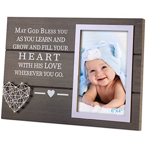 Yakucho Baby Boy Baptism Keepsake Frame - Baptism Gifts For Boys, Double Picture Frame With Blessing Card cover
