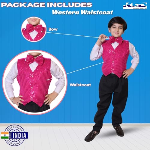 Image of Kaku Fancy Dresses Plain Waistcoat for Kids /Plain Jacket for Kids | Sequin Work Shinning Waist Coat For Annual Day Dance Competition (Only Jacket /Waistcoat - Shirt & Pant Not Included)