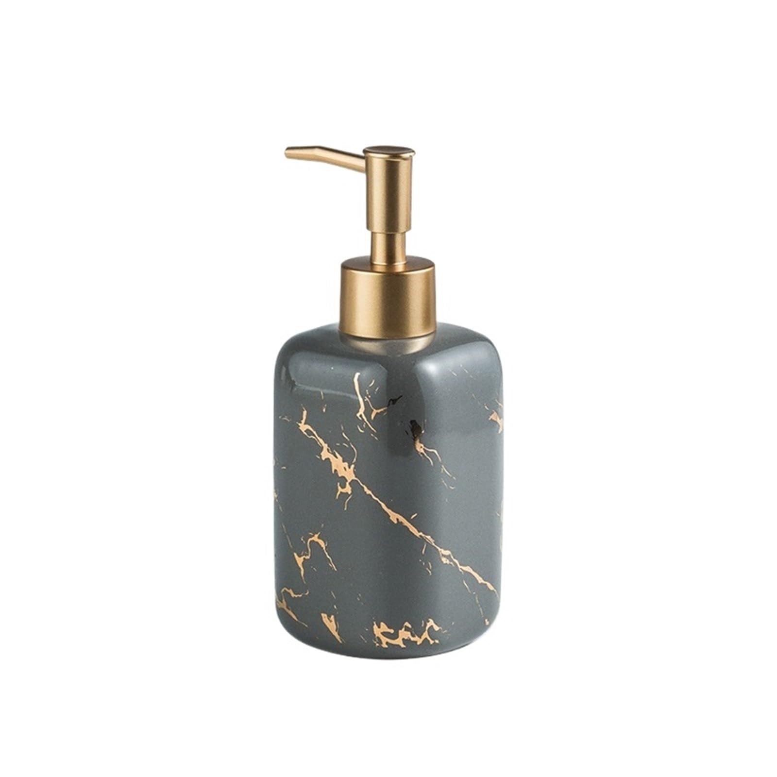 Cyairong-22 Gris Soap Dispenser Ceramic Square Soap Dispenser With Pump Bathroom Shower Gel Press Bottle 300Ml(Gris)