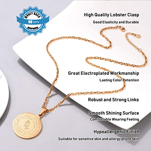 Prosteel Rose Gold Chains For Women Men Praying Hands Lords Prayer Necklace Pendant #TOP4