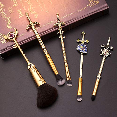 The Legend of Zelda Makeup Brushes Set - 5pc Ocarina of Time A Link to the Past and Four Swords Handle Makeup Brushes, Game Series Makeup Brushes Set for Zelda Fans(Zelda)