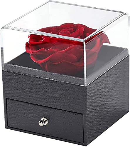 Echte roos met liefde voor halsketting, sieraad cadeau voor haar, nooit verwelkte rozen, bloem voor Valentijnsdag, Moederdag, jubileum, verjaardagscadeau, roos, geschenkdoos voor moeder, vriendin, vrouw (rood) - Image 3