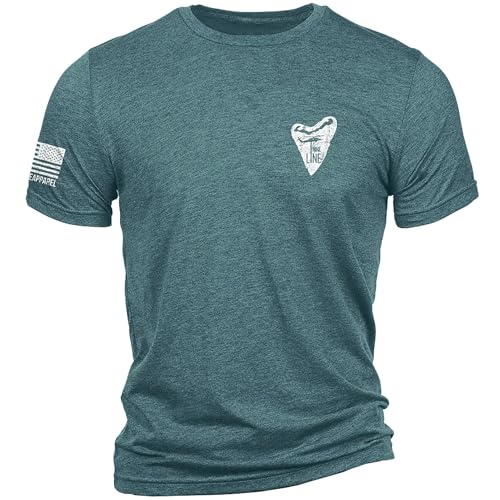 Nine Line Shark Flag Triblend T-Shirt - Unisex Patriotic Shirt - Dropline Logo and American Flag on Sleeve4