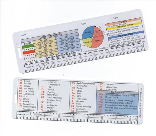 Crystal Pilot VFR-IFR Bag Tag with Sectional Scale and Metar Cheat Sheet with Scale