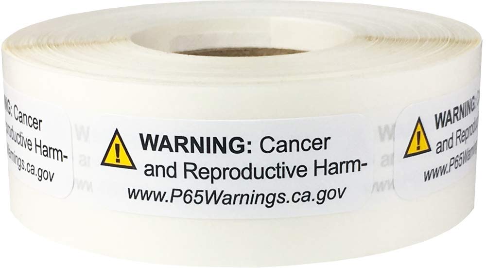 California Proposition 65 Warning Labels Reproductive Harm Short Form .5 x 1.5 Inch 500 Adhesive Stickers