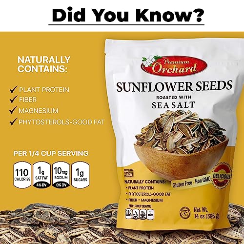 MIXED NUTS Roasted Sunflower Seeds by Premium Orchard - Original Lightly Salted Sunflower Seed In-Shell with Sea Salt Non GMO Gluten Free Snack Vegan KETO Friendly Snacks Low Carb Snack - 3 Bags - image 6