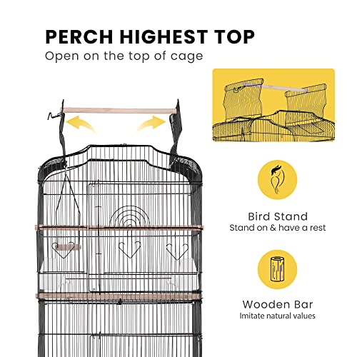 VIVOHOME 59.8 Inch Wrought Iron Bird Cage with Play Top and Rolling Stand for Parrots Conures Lovebird Cockatiel… - Image 4