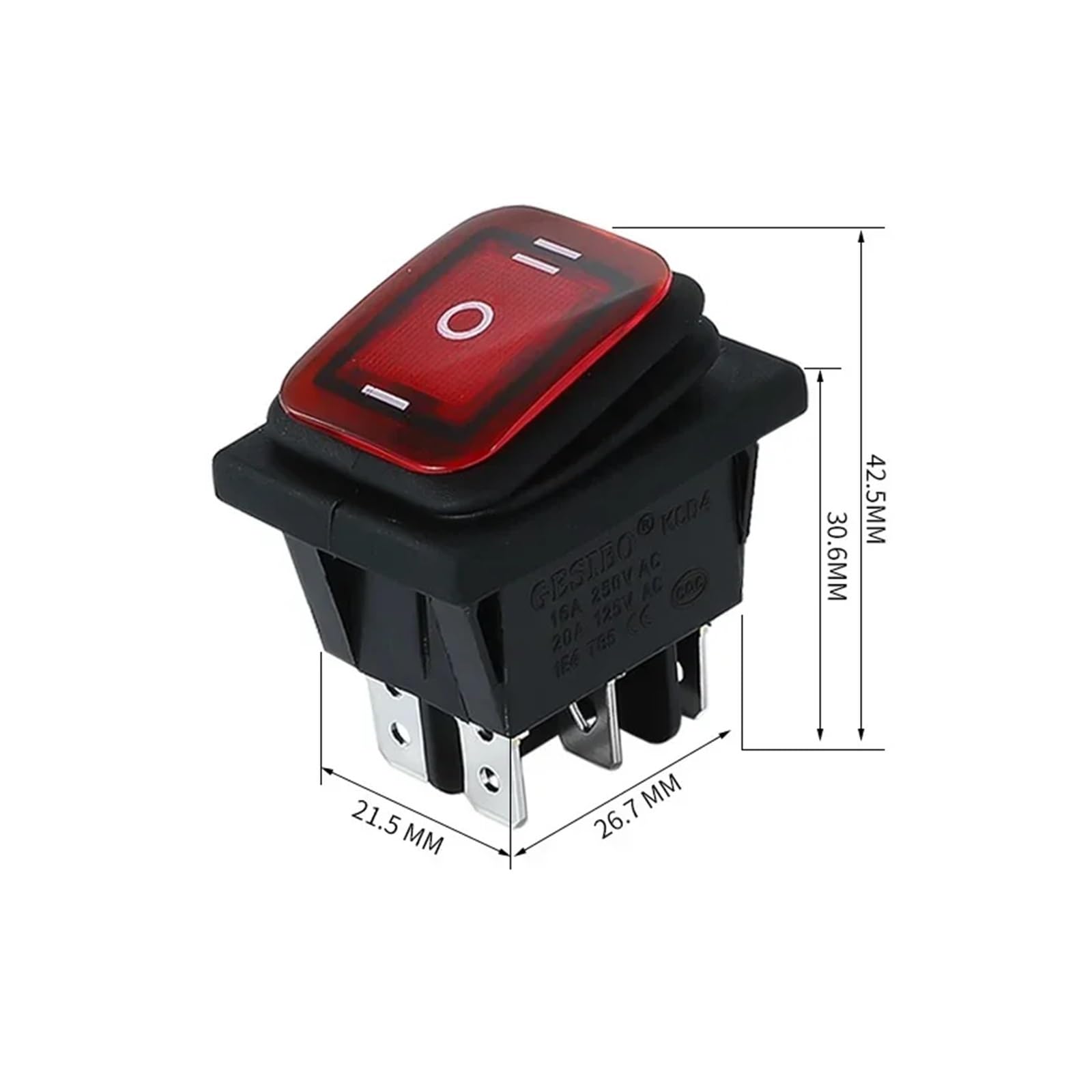 5 interruptores basculantes Impermeables KCD4 de 20 A y 125 V CA, Encendido-Apagado-Encendido, 12 V, 3 Posiciones, 6 Pines, autoblocantes, 16 A y 250 V CA.(6PIN LED Blue 220V)