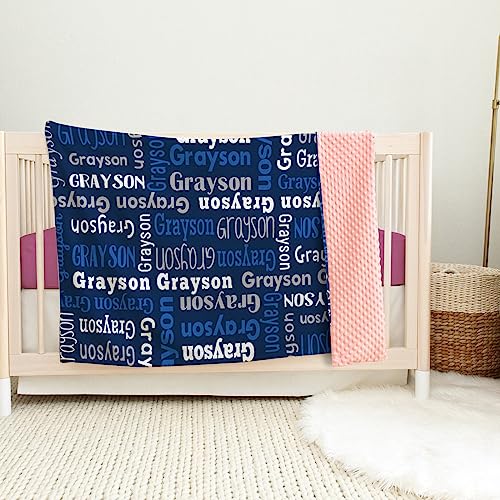 Image of Custom Baby Blanket - Personalized Names Design - Soft Plush Blanket with Double Layer Dotted Backing for Boys Girls Color05(47x60 inches)