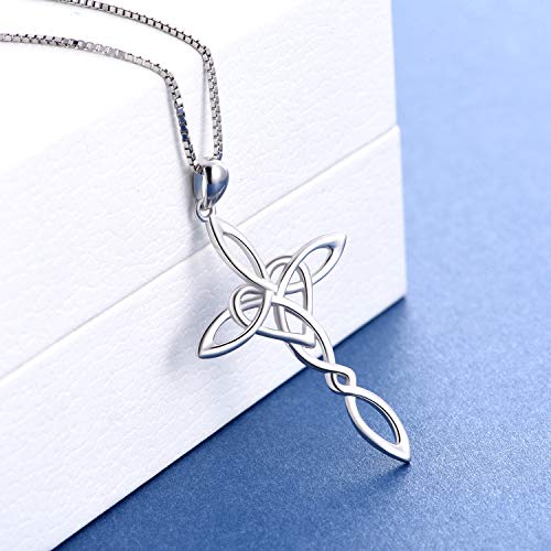Celtic Knot Cross Pendant Necklace Sterling Silver Religious Irish Infinity Love Heart Irish Celtics Necklace Jewelry Mothers Day Birthday Gifts for Women Girls4