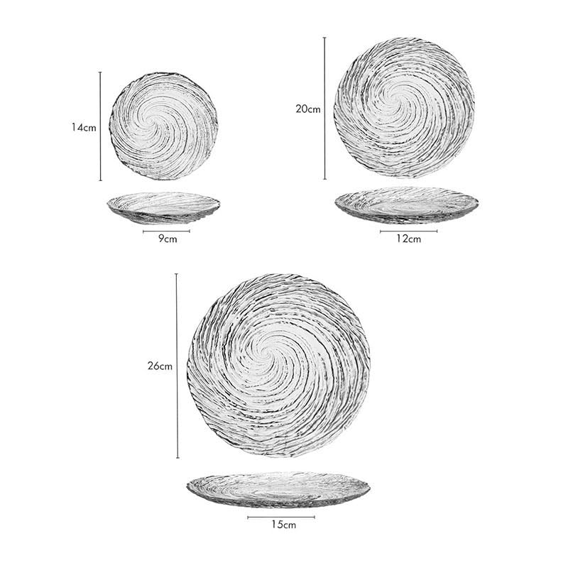 Platos de Vidrio con Rosca Creativa, Plato para Cena, Plato para Postre, Plato para Aperitivos, Platos para Ensalada de Frutas, Platos para Pasta, Restaurante (B 7.8 Pulgadas)