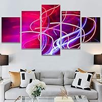 SIGNWIN 5 Panel Canvas Wall Art Abstract Brushstroke Closeup Digital Art Modern Artwork for Home Decorations Ready to Hang - 60