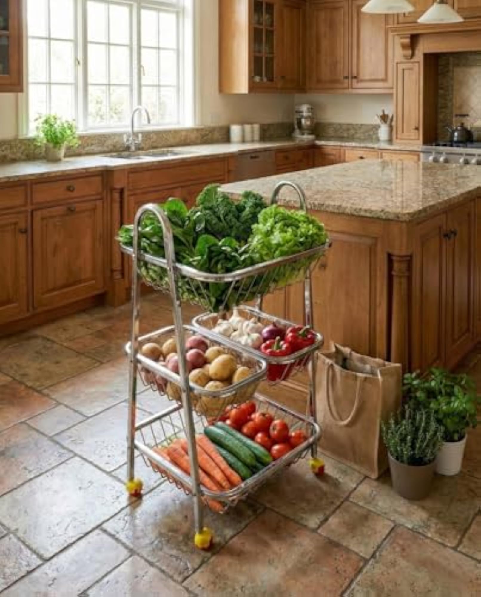 Premium 3-Tier Stainless Steel Kitchen Trolley with Wheels