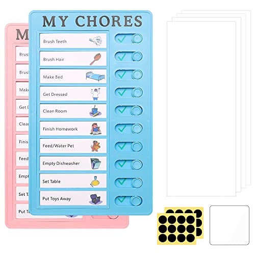 Realure 2 Pezzi Tabella delle Faccende per Bambini Adulti, To Do List Planner con 4 Fogli Intercambiabili, Lavagna per Liste di Controllo Staccabile e Riutilizzabile per Casa Ufficio Viaggi