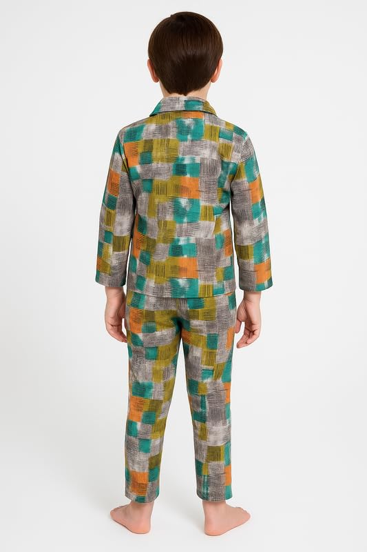 Image of 3BROS Kid's Pure Cotton Full Sleeves Night Suit /Dress for Boys /Girls Full Pajama & Top Sleep Suit Combo Set