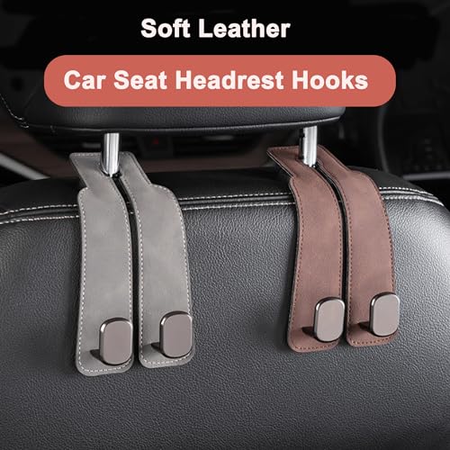 Amelity Car Seat Back Storage Hook, Car Purse Hook, Car Seat Hooks for Headrest, Car Hooks for Purses and Bags Cute (Black-2 Pack)
