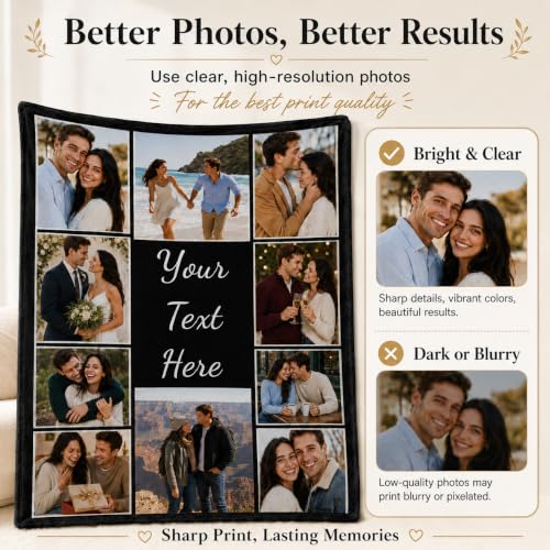 Bemaystar Custom Blanket with Picture and Text, Made in USA, Ships Next Day, Personalized Photo Blanket, Customized Blankets Gifts for Couples Family Mom Dad, Birthday Anniversary Christmas - Image 4