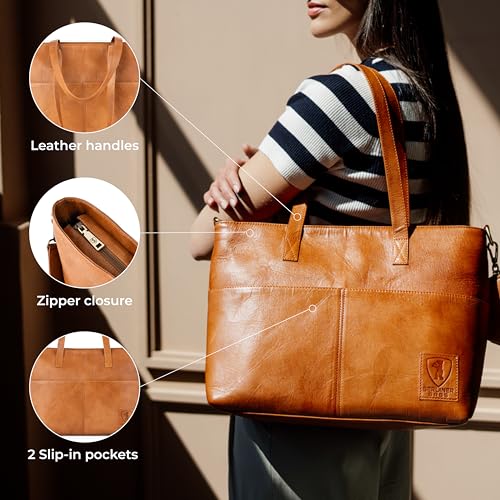 Bolso Tote Vintage de Cuero Genuino Julia para Mujer miniatura 5