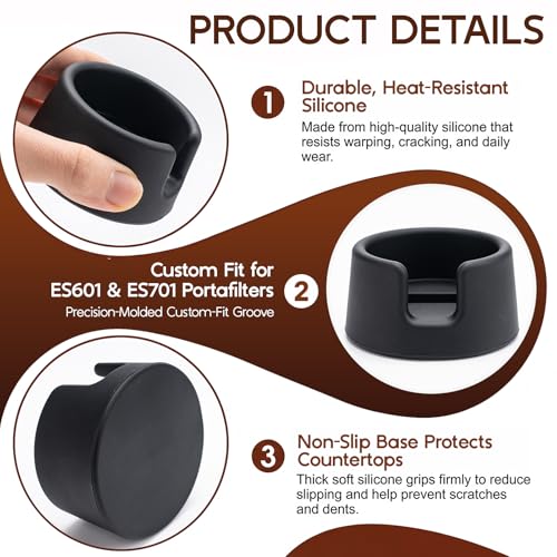 Image of Portafilter Holder for Ninja Espresso Machine ES601 and ES701, Coffee Tamper Base Support Stand with Non Slip Silicone, Enhances Tamping Stability and Espresso Extraction