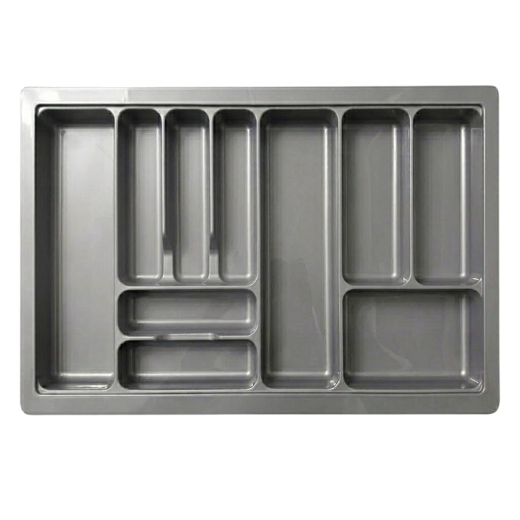 Portaposate per Cassetto Cucina 90 cm - Organizzatore Posate 836x482 mm - Plastica Grigio Antracite Robusta - 10 Scomparti