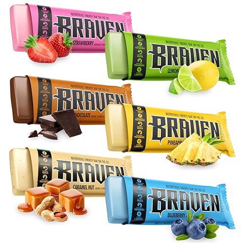 Image of Braven Bar Assorted Energy Bars Variety Pack (1.59 oz, Pack of 10) - Performance Fuel On the Go - Soft & Chewy Candy-Like Texture - 13 Vitamins & Minerals - No Caffeine, No Crash - No Artificial Dyes - Gluten Free