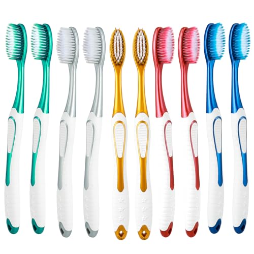 WLLHYF Extra Weiche Zahnbürsten für Empfindliches Zahnfleisch tragbar Handzahnbürste ultra saubere Borsten-Zahnbürste Zähneputzen für Erwachsene Kinder Senioren (Gold Silber Blau Rot Grün, 10PCS Set) WLLHYF Extra Weiche Zahnbürsten für Empfindliches Zahnfleisch tragbar Handzahnbürste ultra saubere Borsten-Zahnbürste Zähneputzen für Erwachsene Kinder Senioren (Gold Silber Blau Rot Grün, 10PCS Set)