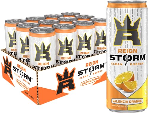 REIGN Storm, Valencia Orange, Fitness & Wellness Energy Drink, 12 Fl Oz (Pack of 12)
