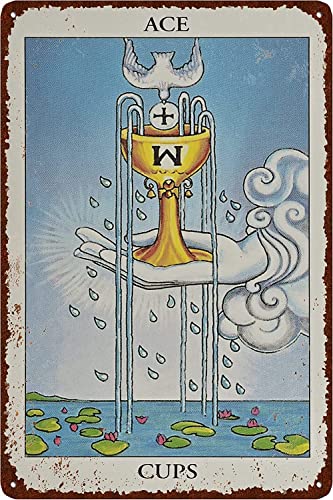 ヴィンテージタロットカードブリキサイン、カップのエース小アルカナタロットサイン家の壁の装飾家の装飾アートポスターレトロなヴィンテージ金属錫サイン8x12インチのサムネイル