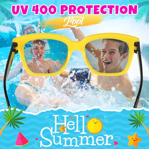 Tepsmigo Kids sunglasses bulk, Kids Sunglasses Party Favor, 16Pack Neon Sunglasses with UV400 Protection for Kids, Boys Girls Age 3-8, Goody Bag Favors, Great Gift for Pool, Birthday Party Supplies3