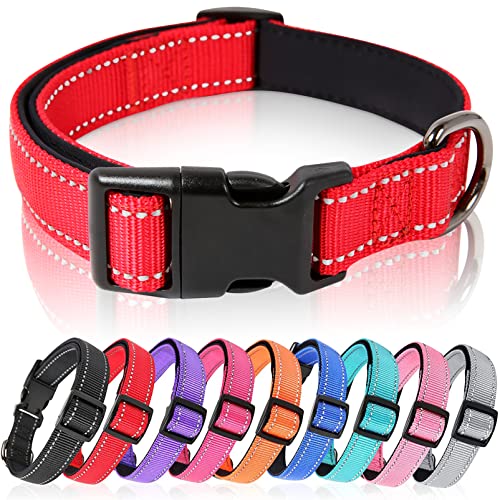 HEELE Collier Chien, Collier Réfléchissant pour Chien, Collier en Néoprène Doux, Rembourré et Respirant en Nylon, Ajustable pour Les Chiots Petits Moyens...