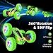 Qumcou Remote Control Car for Boys 4-7,RC Cars Toys for Ages 5-7, 2.4Ghz Fast Double-Sided 360°Rotating Toy Cars with Headlights and Wheel Lights, Christmas Birthday Gifts for Boys Age 6-12, Green