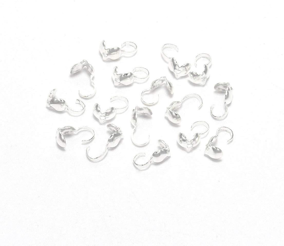 200pcs 4mm Multicolor Fold-Over Calotte Crimps Beads Cove Clasps Hook Cord End Caps Bead Tips Metal Tips Knot Covers for DIY Jewelry Making Findings (Multicolor)