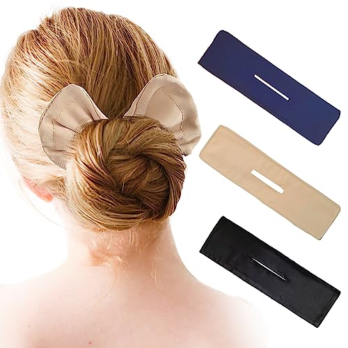 3 Pieces Deft Hair Bun Maker for Twister - Lazy Hair Curler Deft Bun Fashionable Colors Strong Flexible Bow Maker, Cute French Twist Hair Tool for Women & Girls Hairstyle (Black, Navy, Khaki)