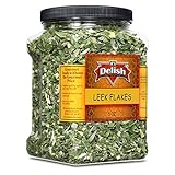 Gourmet Dried Leek Flakes by Its Delish, 5 OZ Jumbo Container Jar | Green and White Leek Chopped | Vegan and Kosher Dried Vegetables for Convenient Meals and Cooking