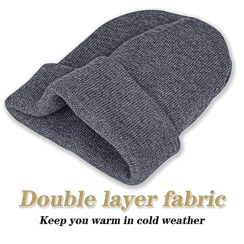 Image of ZOORON 1&2 Packs Beanie for Men Women Men's Beanie Hat Acrylic Knit Cuff Beanie Cap Slouchy Knit Skull Cap Warm Winter hat