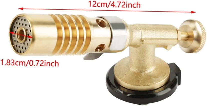 Brass Cooking Torch with Adjustable Flamer – Portable Culinary Blowtorch for BBQ, Creme Brulee & Desserts, Ergonomic Manual Ignition Design