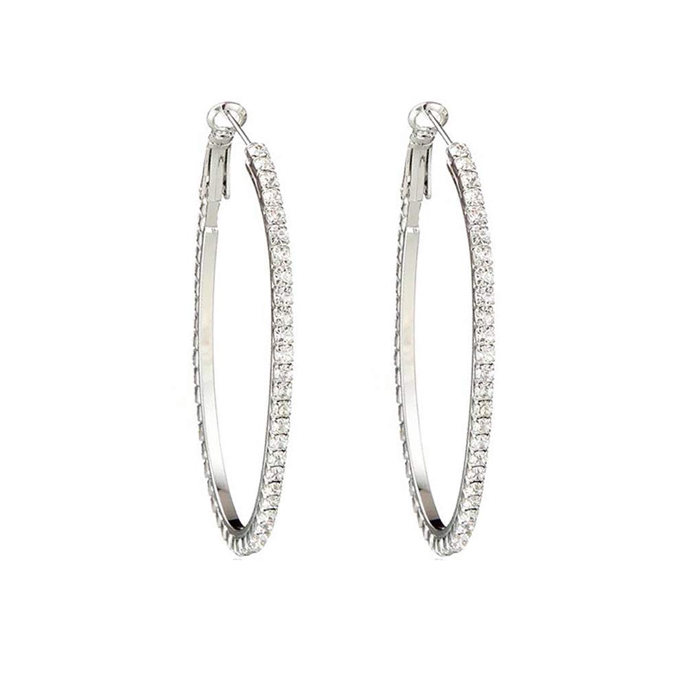 Zhjdongtuo Cubic Zirconia Huggie Hoop Earrings - Big Silver Stainless Steel Crystal Hoop Earrings For Women Girls Including 1 Pair 50mm (B081NL31MC) Amazon Price History, Amazon Price Tracker