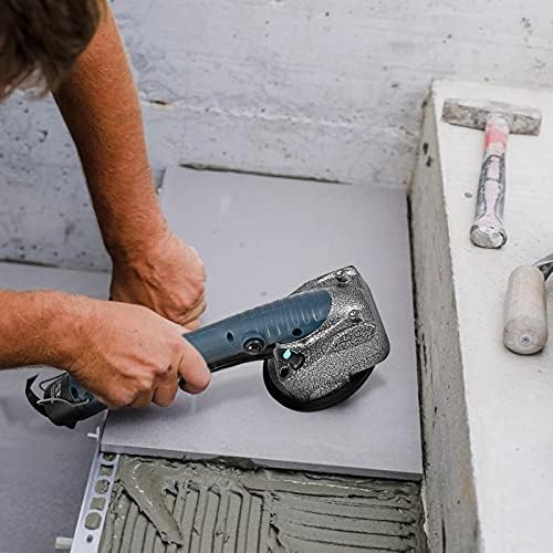 Pakuyi Tile Laying Machine 10-150Hz/s 12V Tile Tiler Tool 10 Gears Handheld Tile Vibrator for Floor Wall Tiles with 125 * 125 mm Suction Cup 2 Battery Lasting 3 Hours and 1 Charger