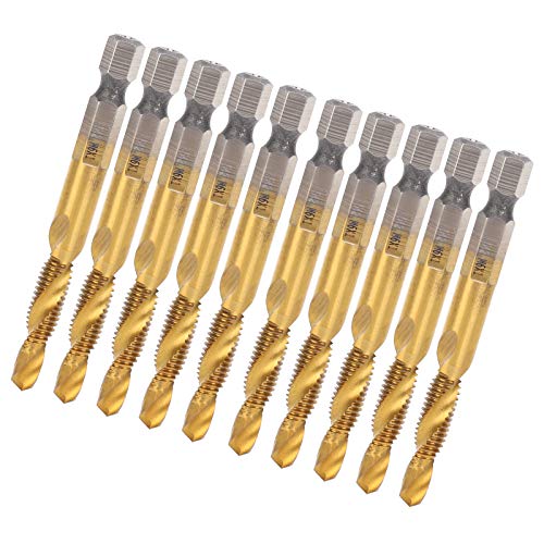 Bohrer-Gewindebohrer-Set, Bohrer- und Gewindebohrer-Set M6-Drill 5.0 Beschichtetes Verbundwerkstoff-10-teiliges Sechskantschaft-Gewindebohrer-Spiralnut-Gewindebohrer-Zubehör