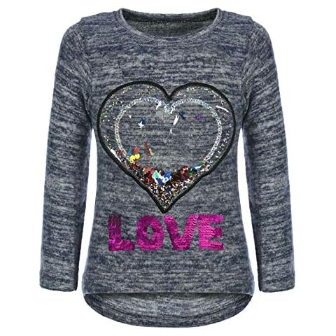 BEZLIT Kinder Mädchen Pullover Sweatshirt Pulli Wende-Pailletten Sweater Langarm-Shirt 30014 Blau 116 Cover