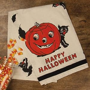 Primitives by Kathy Retro-Inspired Halloween Dish Towel, 28 x 28-Inch, Happy Halloween Primitives by Kathy Retro Inspired Halloween Dish Towel 28 x 28 Inch Happy Halloween