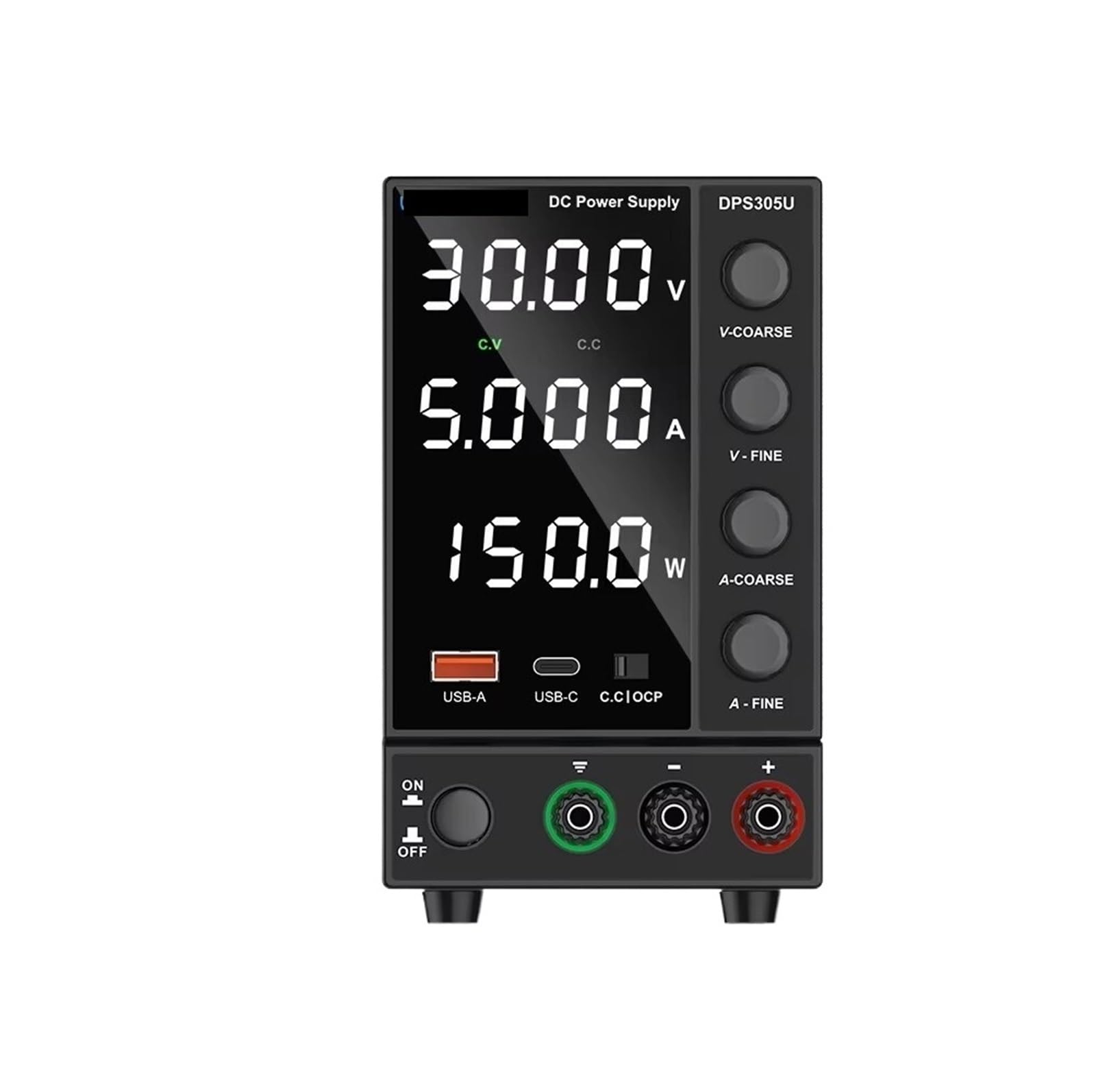 Alimentatore da Banco, Alimentatore CC, alimentatore da banco con manopola encoder, regolabile ricarica rapida USB e Type-C(NPS605W)
