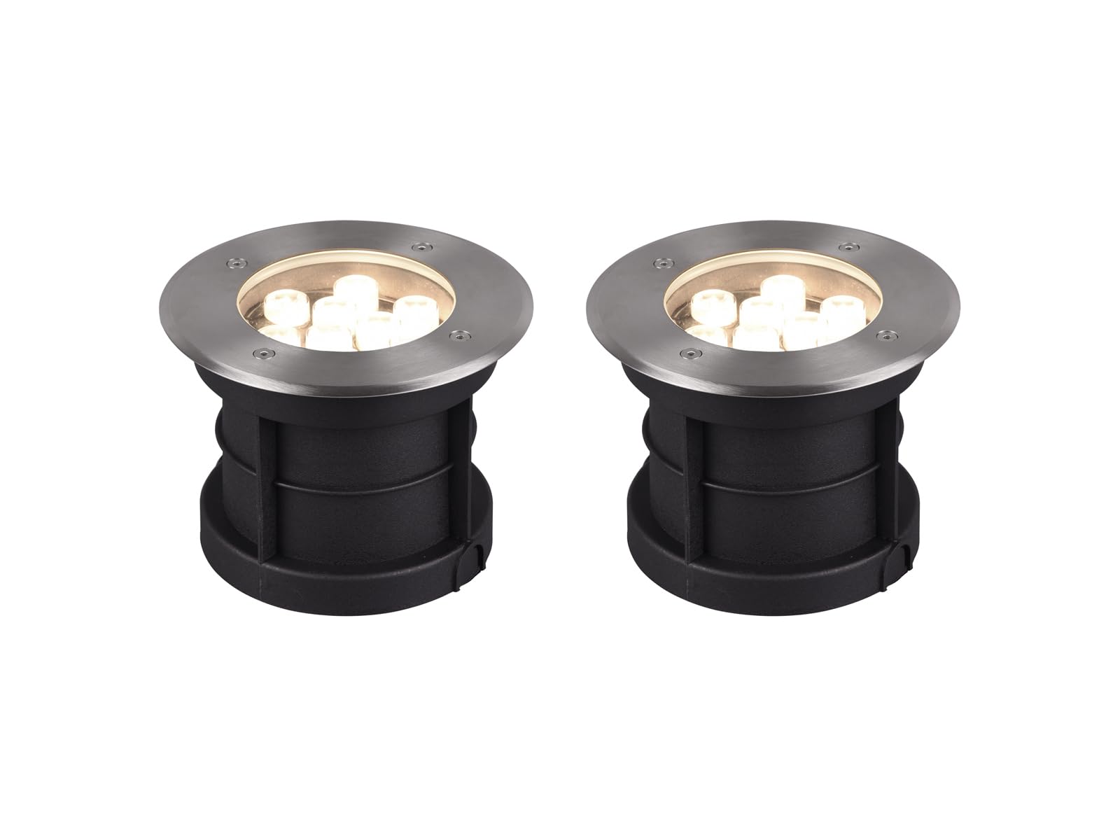 meineWunschleuchte Set di 2 faretti rotondi da incasso a terra in acciaio inox, diametro 16 cm, classe di protezione IP65